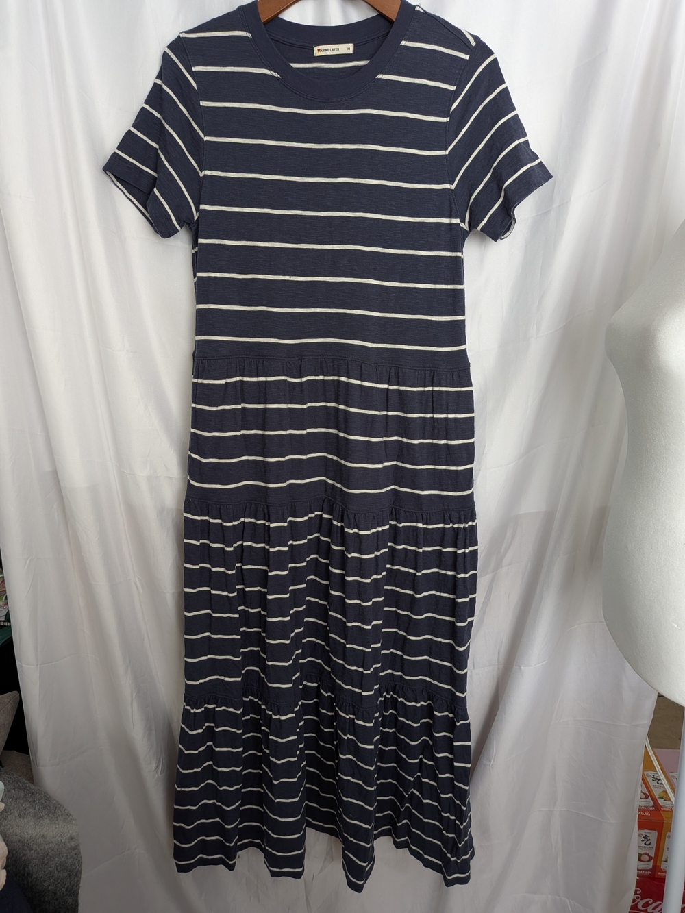 Marine Layer Stripe Cotton Jersey A-Line Dress Size Medium - Picture 2 of 7